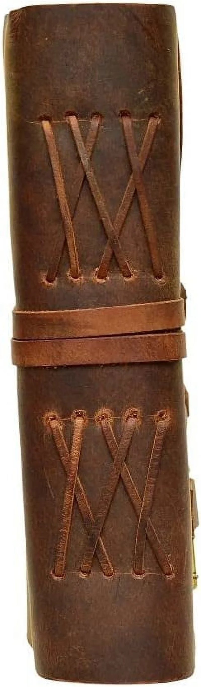 Antique Handmade Compass Vintage Leather Journal - Bound Journal with Deckle Edge Paper Diary - Leather Sketchbook - Drawing Journal Notebook - Great Gift Men and Women (6X8 Inch)