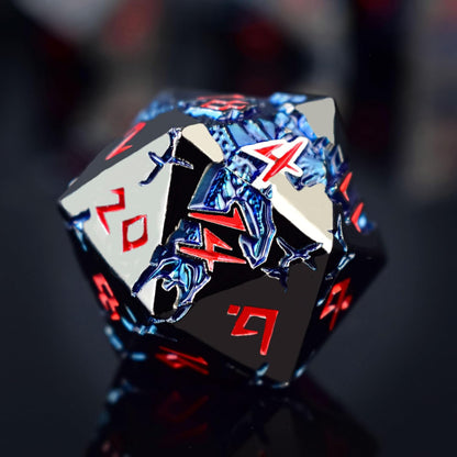 D&D Dice 7 Die Metal DND Dice Set, Weighted Metallic Dungeons and Dragons Dice Set, Large Polyhedral D and D Dice Sets, Cool MTG RPG Dice DND with Gifts Case for Role Playing (Black Red)