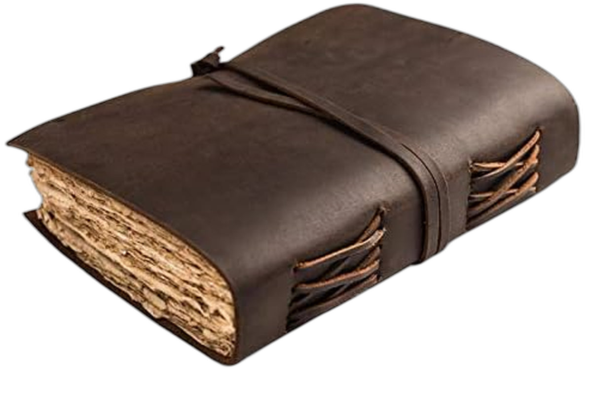 Leather Journal-Vintage Leatherbound Journal - Handmade Antique Deckle Edge Paper - Leather Sketchbook - Book of Shadows Journal - Thick Journal - Vintage Journal