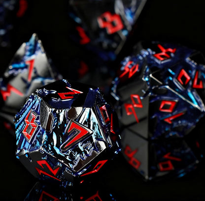 D&D Dice 7 Die Metal DND Dice Set, Weighted Metallic Dungeons and Dragons Dice Set, Large Polyhedral D and D Dice Sets, Cool MTG RPG Dice DND with Gifts Case for Role Playing (Black Red)