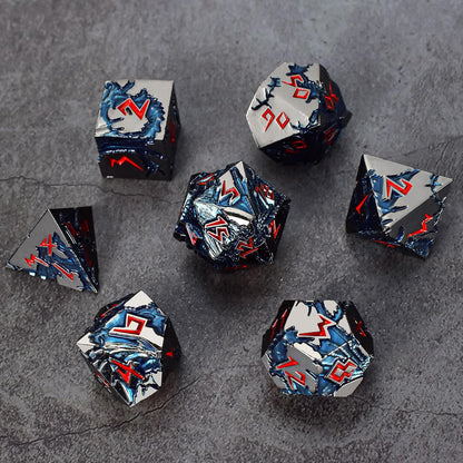 D&D Dice 7 Die Metal DND Dice Set, Weighted Metallic Dungeons and Dragons Dice Set, Large Polyhedral D and D Dice Sets, Cool MTG RPG Dice DND with Gifts Case for Role Playing (Black Red)