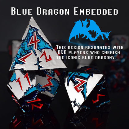 D&D Dice 7 Die Metal DND Dice Set, Weighted Metallic Dungeons and Dragons Dice Set, Large Polyhedral D and D Dice Sets, Cool MTG RPG Dice DND with Gifts Case for Role Playing (Black Red)