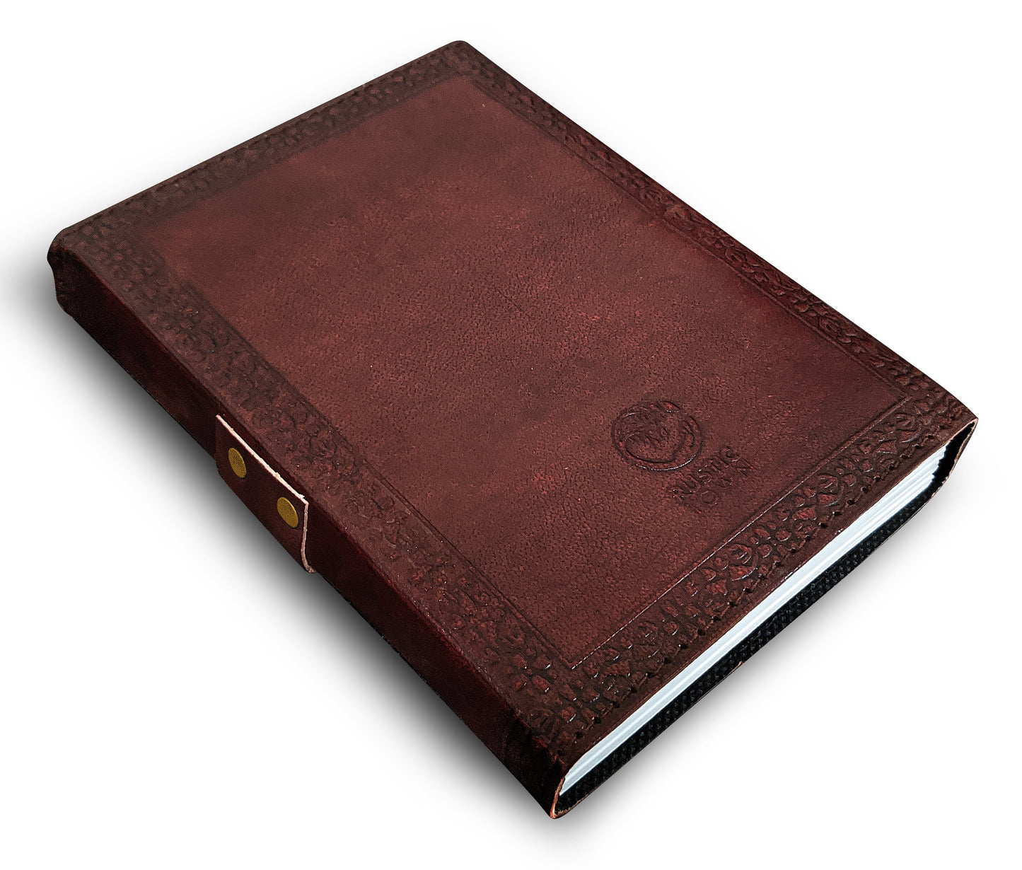 Leather Journal Writing Notebook Semi-Precious Stone Diary for Men Women Unlined Papers, Book of Shadow Witch Sketchbook Gift for Artist Writers by , Brown