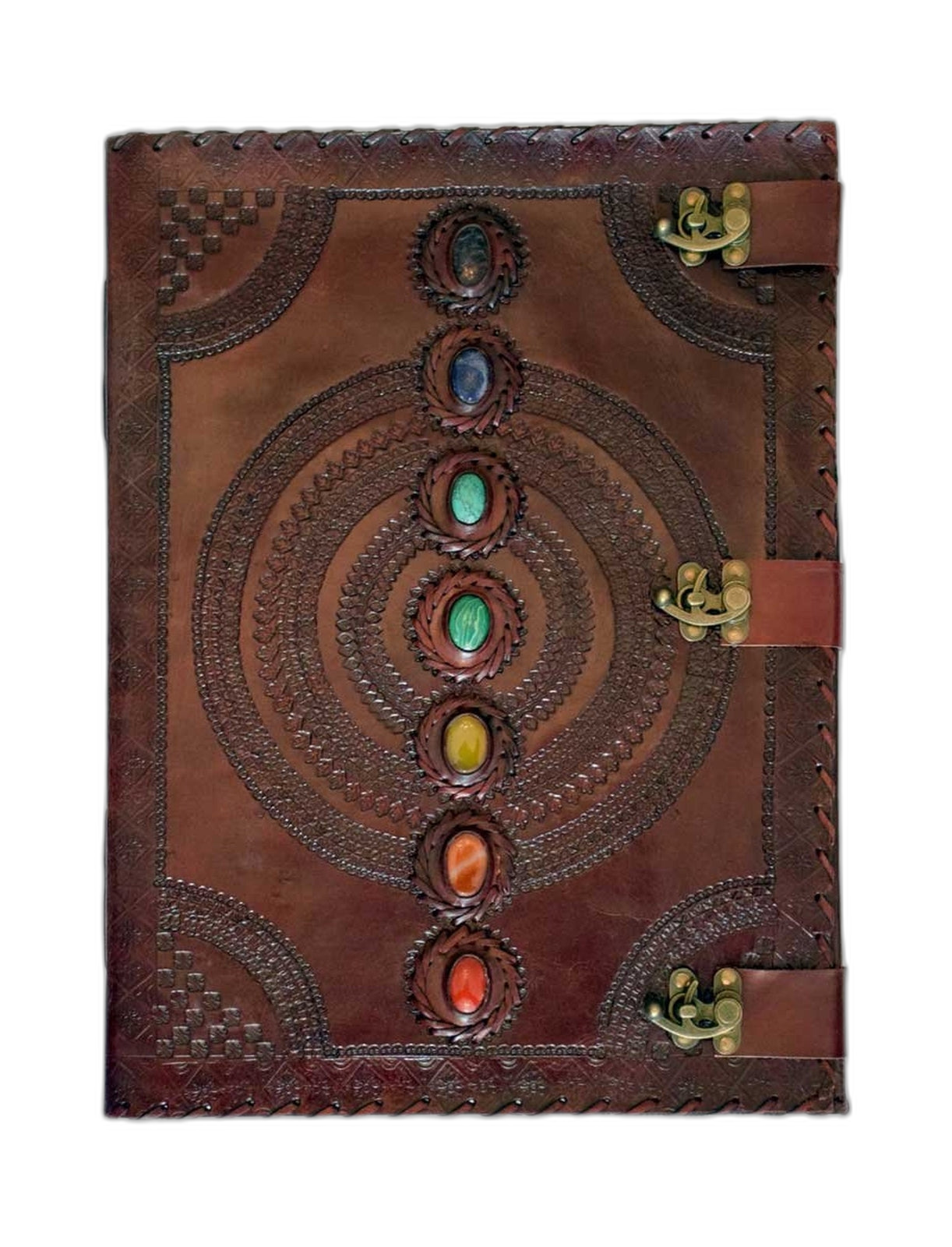 Leather Embossed Chakra Stones Journal 13.5"X18"