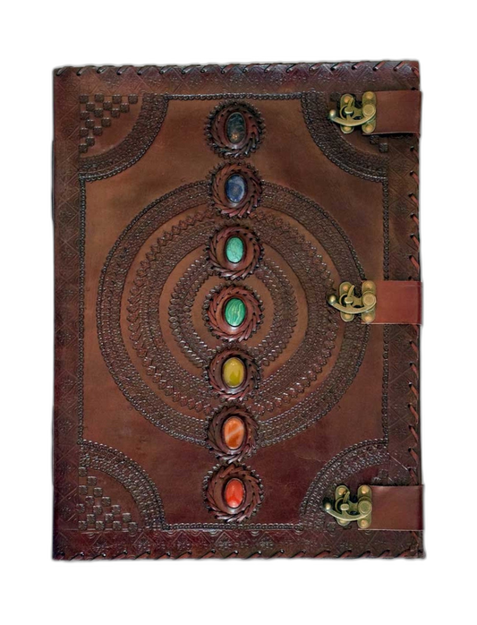 Leather Embossed Chakra Stones Journal 13.5"X18"