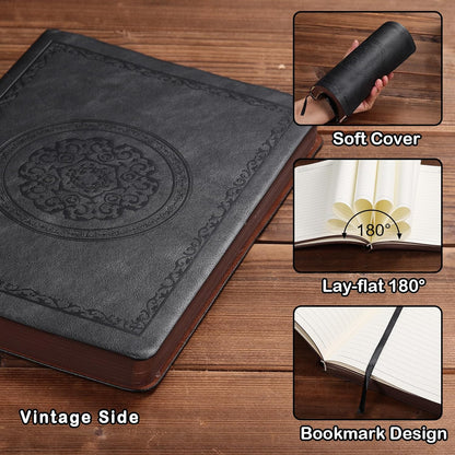 2025 Leather Vintage Journal Notebook,300 Pages,Leather Softcover Lined Journal