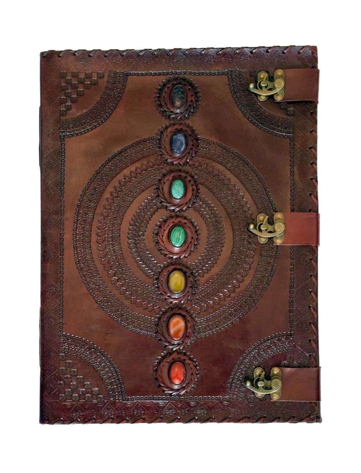 Leather Embossed Chakra Stones Journal 13.5"X18" (Background Removed)