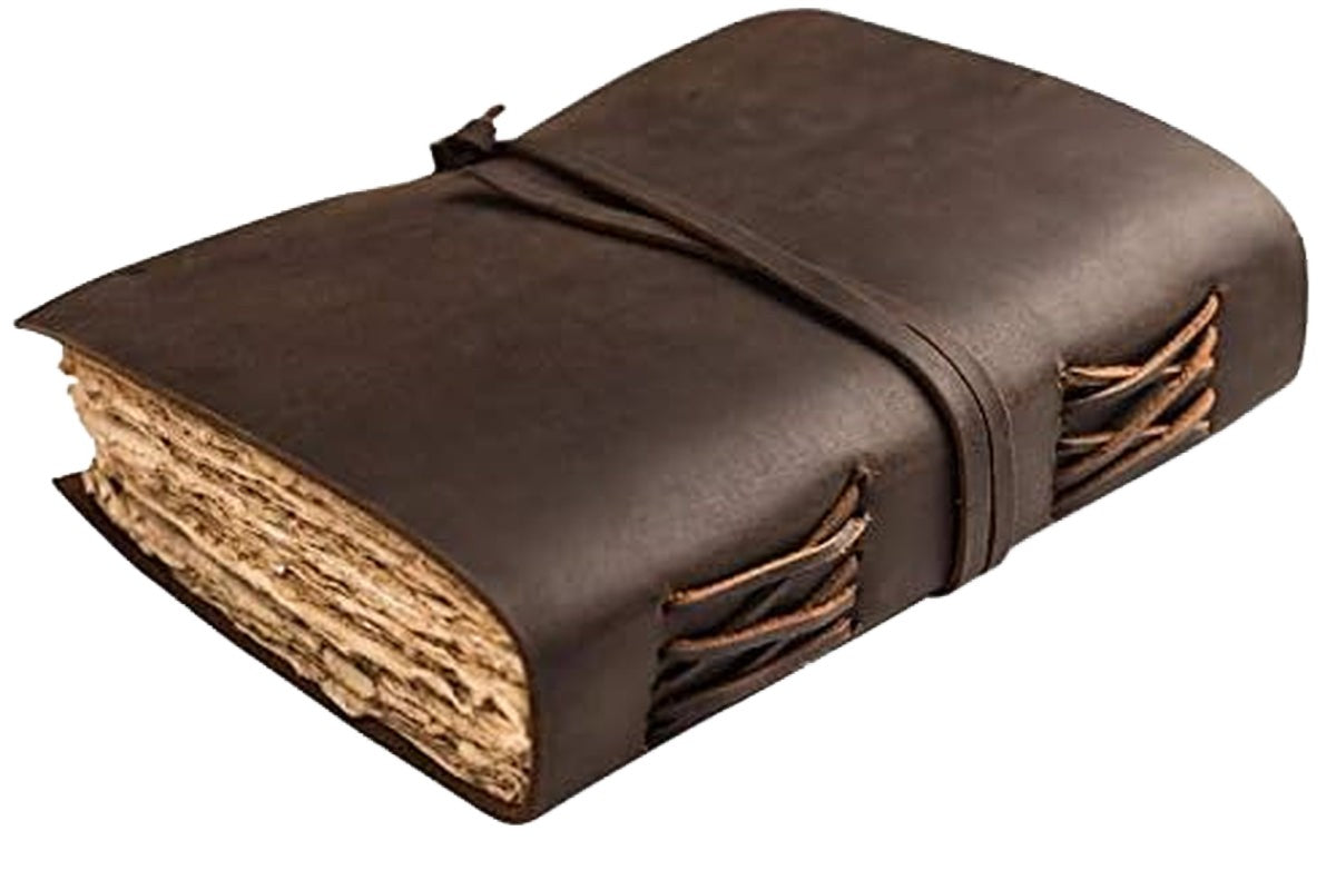 Leather Journal-Vintage Leatherbound Journal - Handmade Antique Deckle Edge Paper - Leather Sketchbook - Book of Shadows Journal - Thick Journal - Vintage Journal (Background Removed)